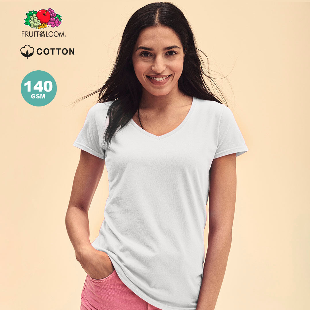 T-Shirt Femme Col V 100% Coton 140g/m²