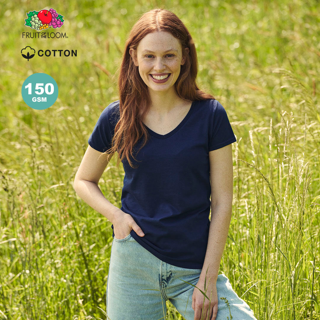T-Shirt Femme Col V 100% Coton 150g/m²