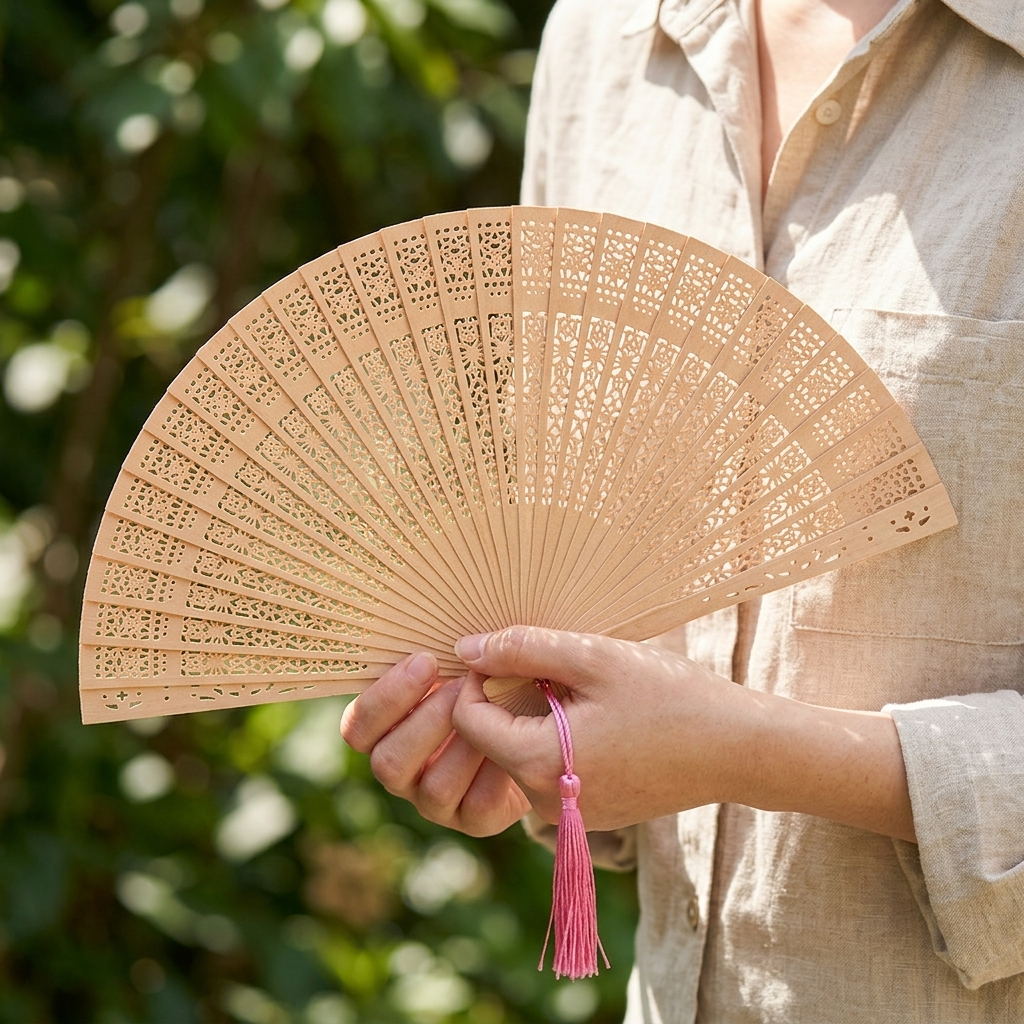 Éventail Madera en bois naturel ajouré