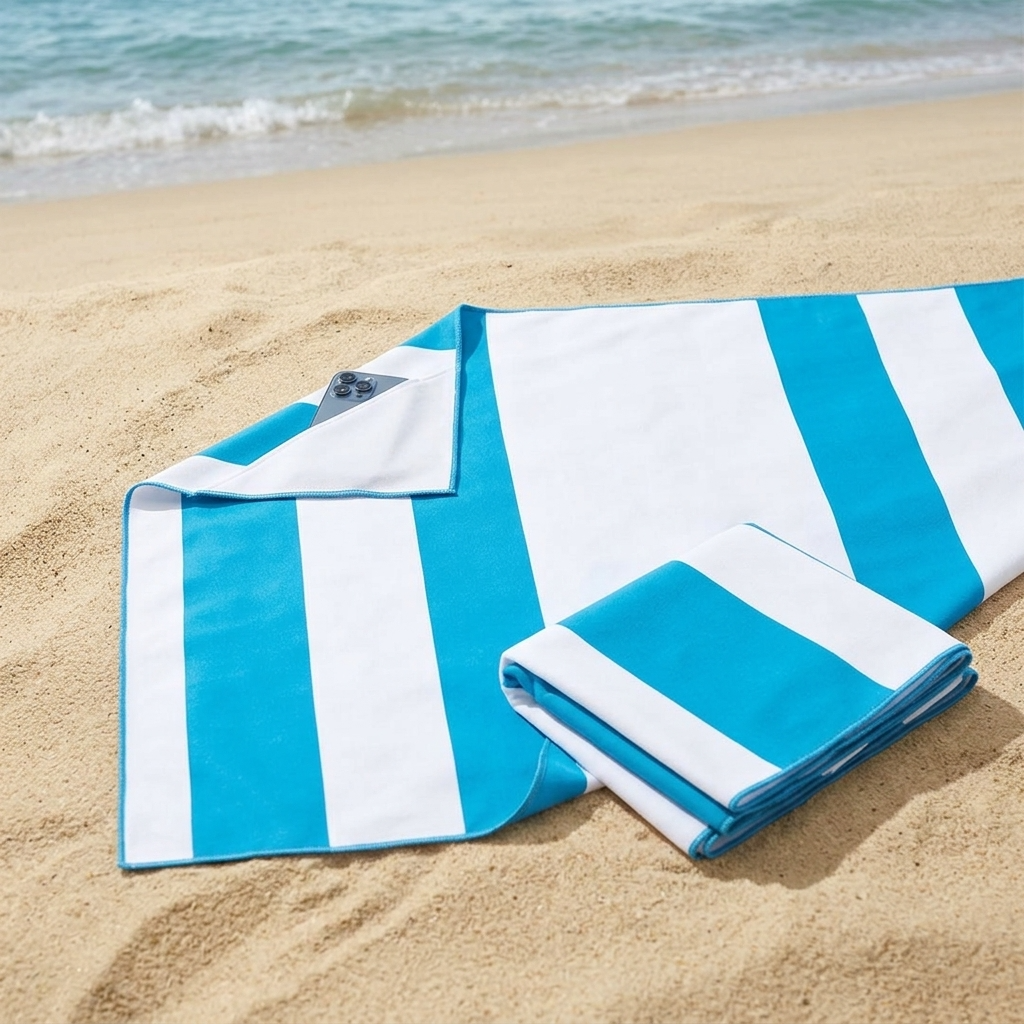 Serviette de plage Jeffrey avec poche imperméable et housse